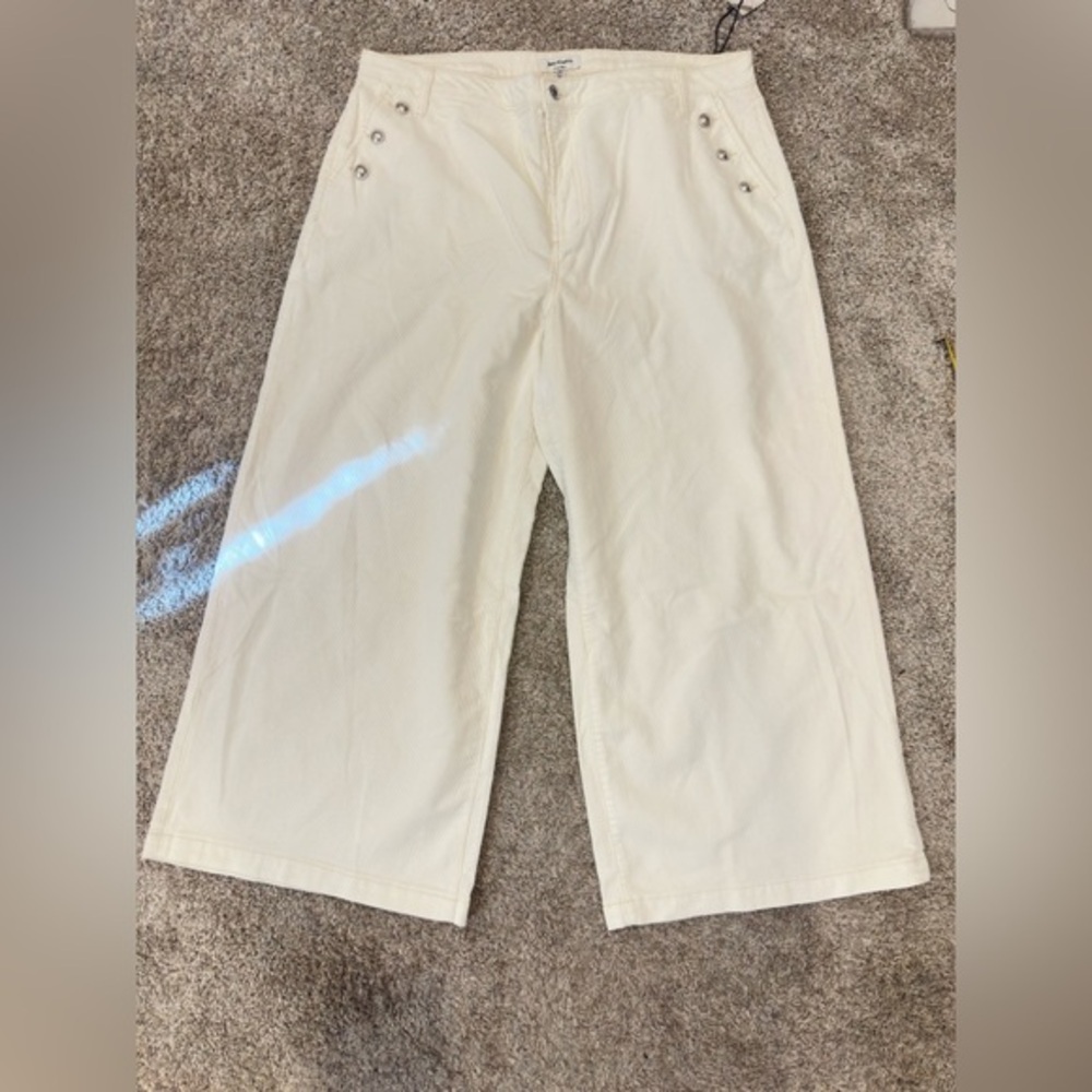 Juicy Couture Cream Corduroy Wide Leg Sailor Pants Plus Size‎ 18W Off White Logo - Picture 3 of 9